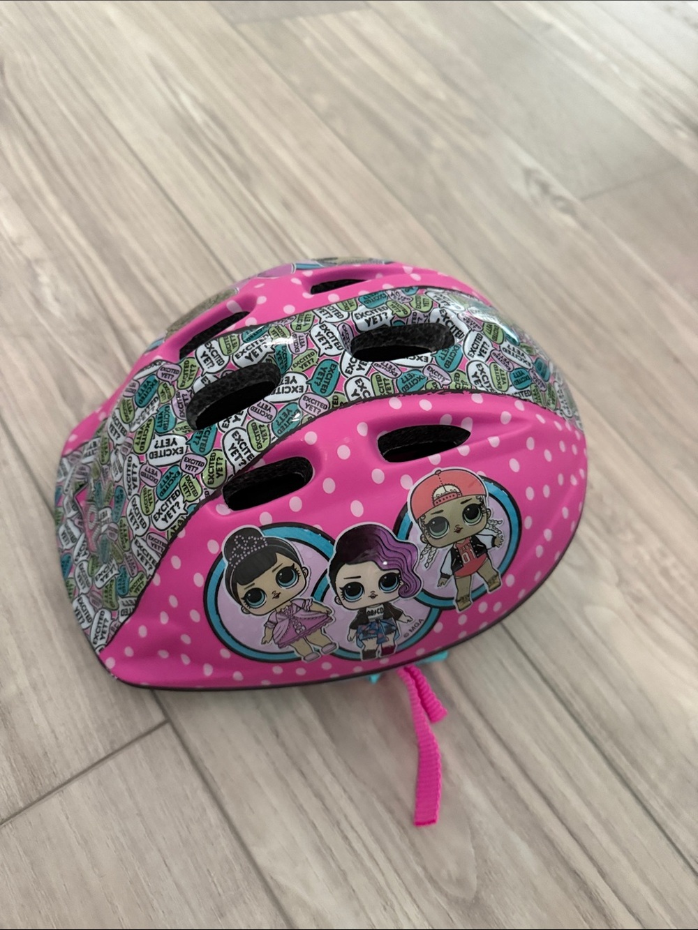 L.O.L. Surprise! Pink Polka Dot Kids Bike Bicycle Helmet with Character Graphics